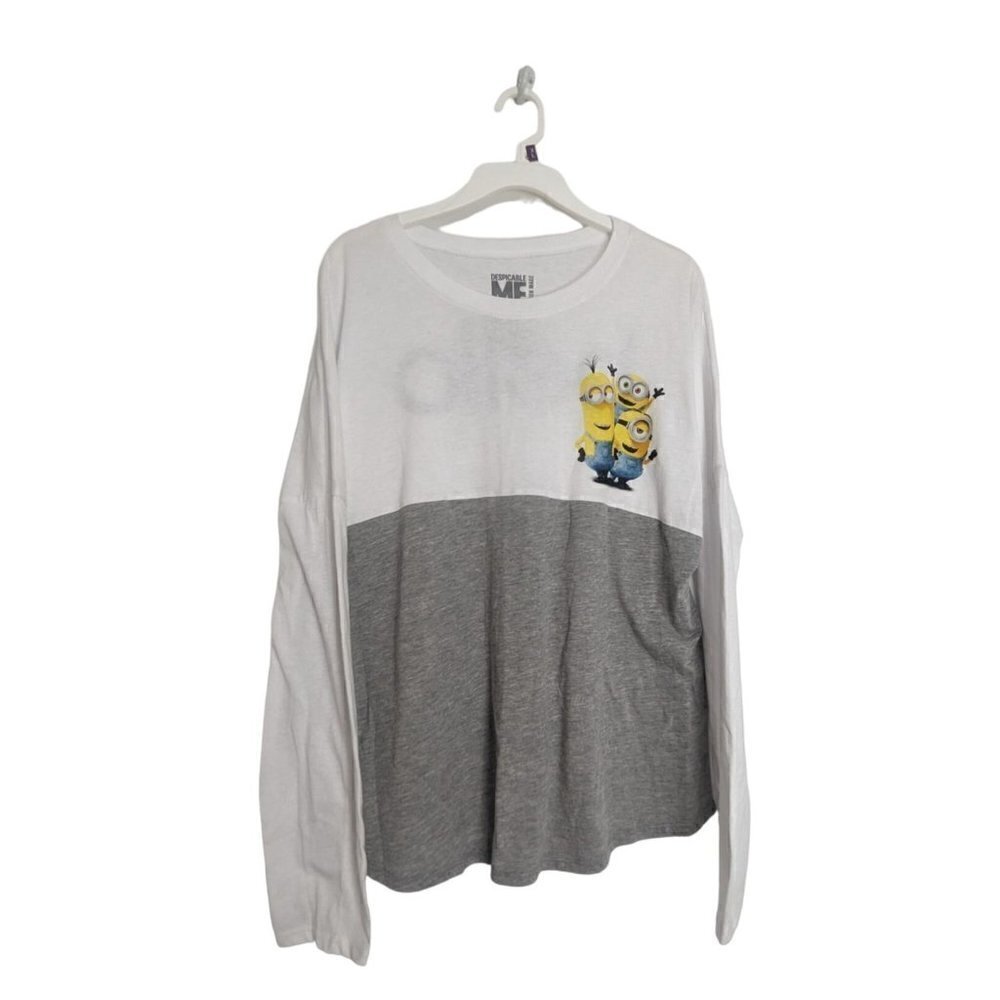 Despicable Me Minion Made Women's Long Sleeve Bello Shirt White Grey XL 15-17